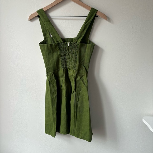 Reformation Green Linen Mini Dress Sz 0 $278 - Picture 3 of 5